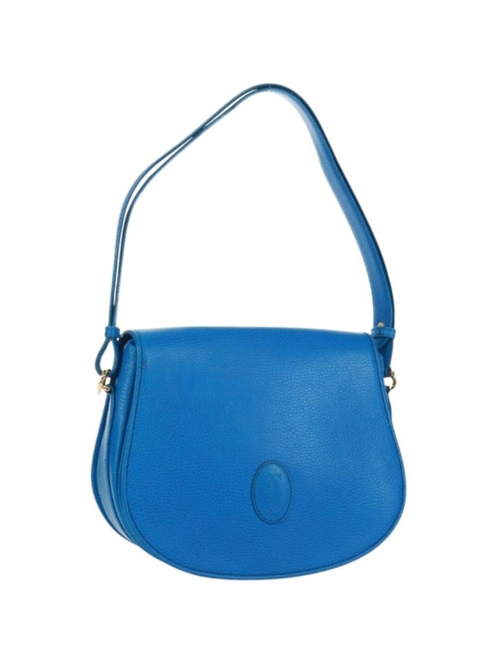 CARTIER Must Line Shoulder Bag Leather Blue Gold